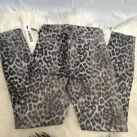 L’agence Margot High Rise Skinny Jeans Leopard Crackle Foil - Picture 3 of 10